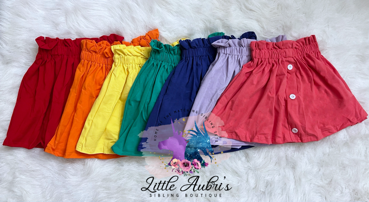 Solid Triple Button Skirt 3/6m-3T (7 color options)