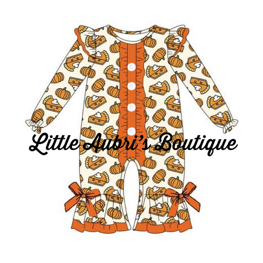 PREORDER Pumpkin Pie Cutie Ruffle Pants Romper CLOSES 8/14