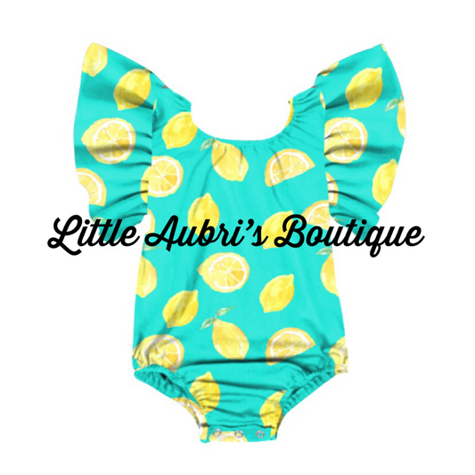 Lemon Flutter Sleeve Leotard