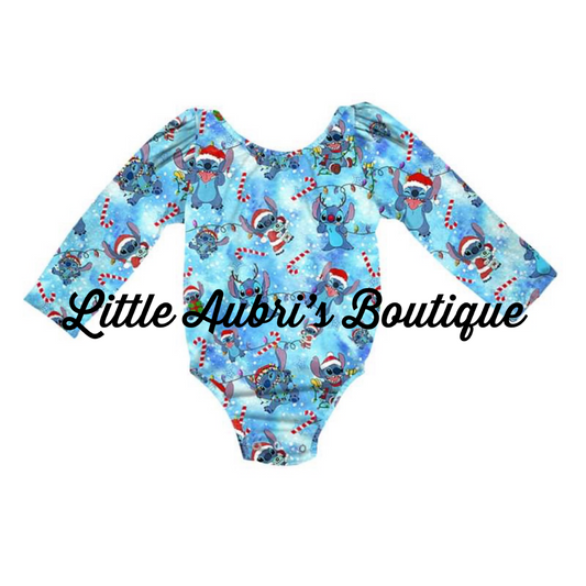 PREORDER Blue Alien Christmas Long Sleeve Leotard CLOSES 7/17