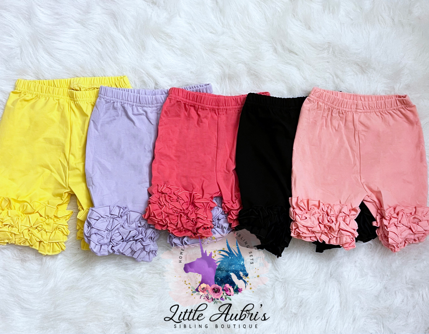 Solid Ruffle Shorts 0/3m-3T (5 color options)