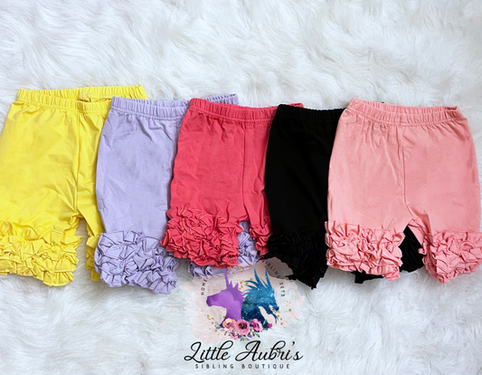 Solid Ruffle Shorts 0/3m-3T (5 color options)