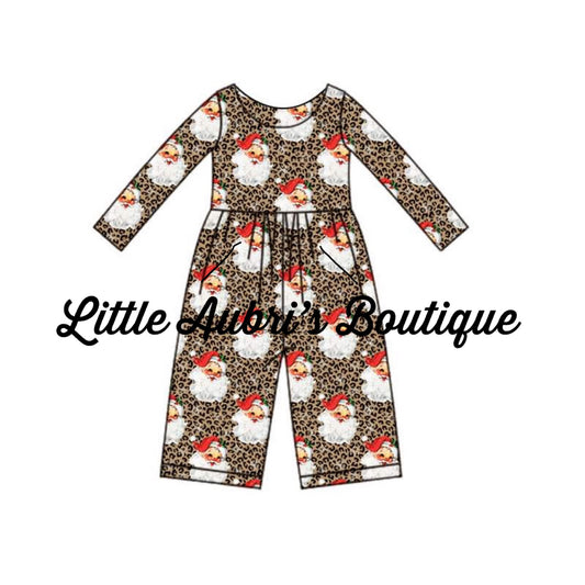 PREORDER Leopard Santa Long Sleeve Romper CLOSES 7/31