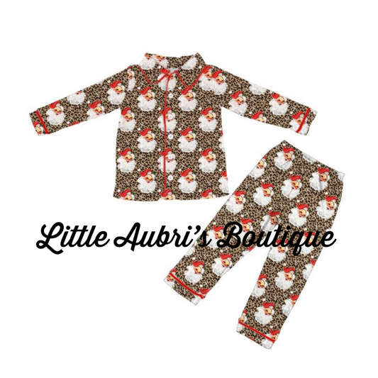 PREORDER Leopard Santa Adult Long Sleeve Pajama Set CLOSES 7/31