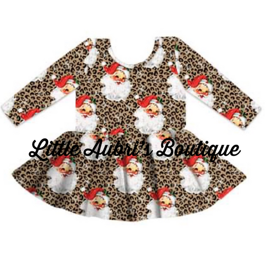 PREORDER Adult Long Sleeve Leopard Santa Peplum CLOSES 7/31