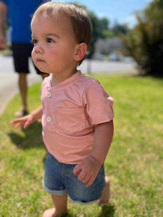 Peach Pocket Henley