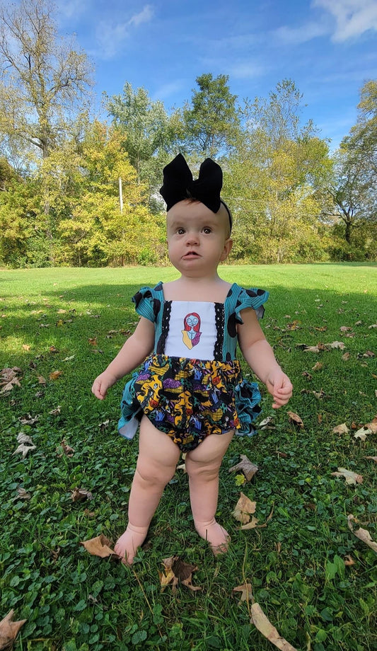 Jack & Sally Lace Ruffle Bum Romper