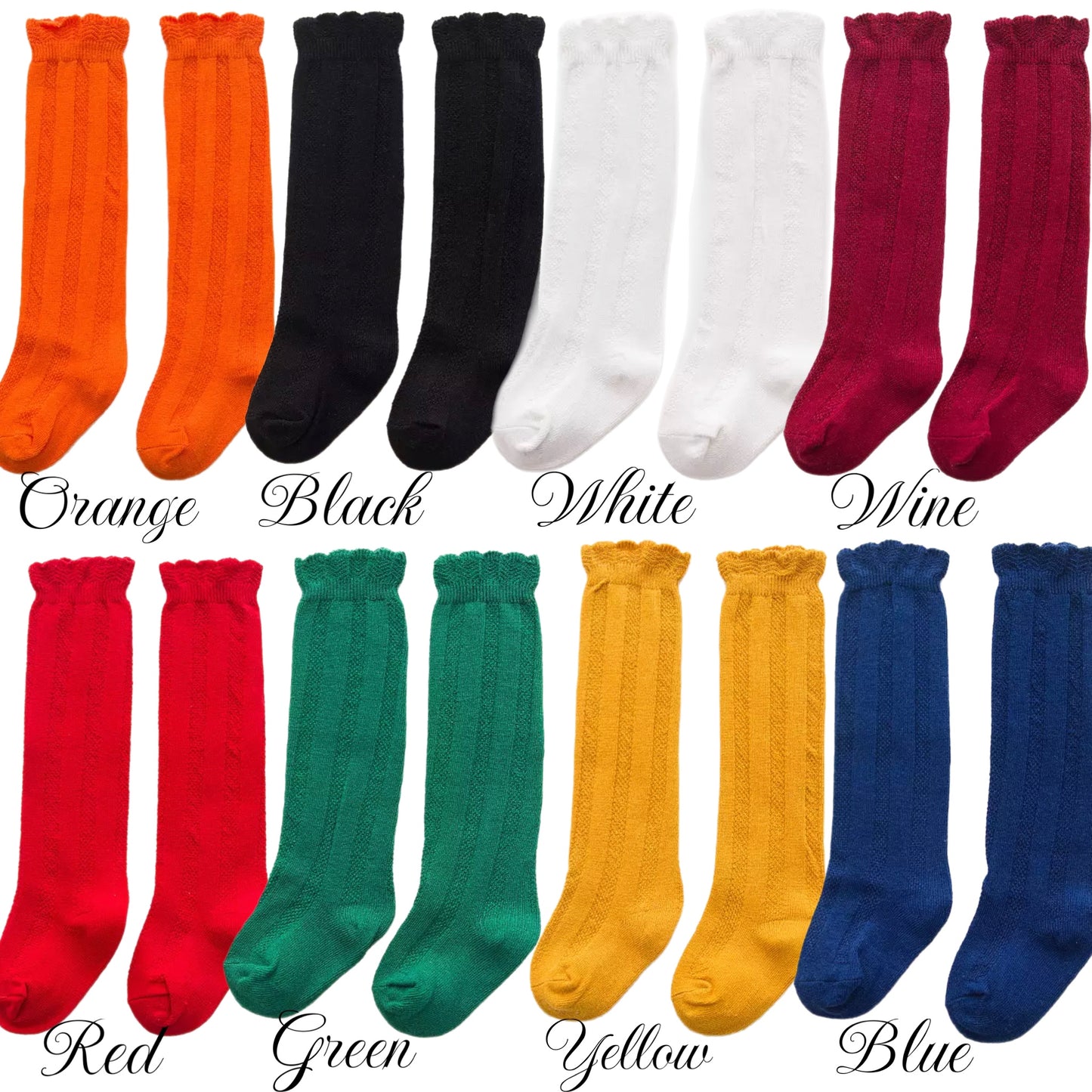 PREORDER Scalloped Knee High Socks (8 colors) CLOSES 9/23