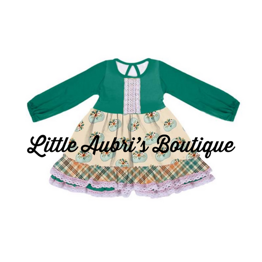 PREORDER Long Sleeve Field of Pumpkins Ruffle Lace Dress CLOSES 8/14
