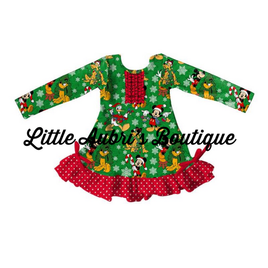 PREORDER Mouse Christmas Ruffle Pajama Dress CLOSES 7/24