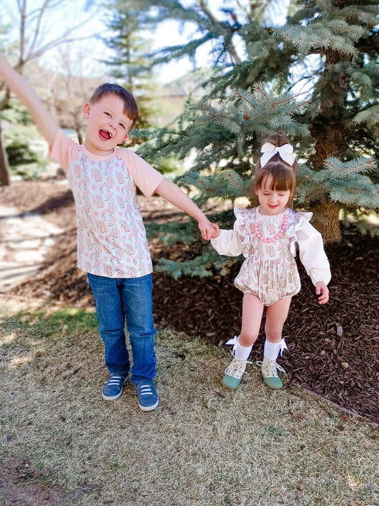 Floral Bunny Short Sleeve Raglan
