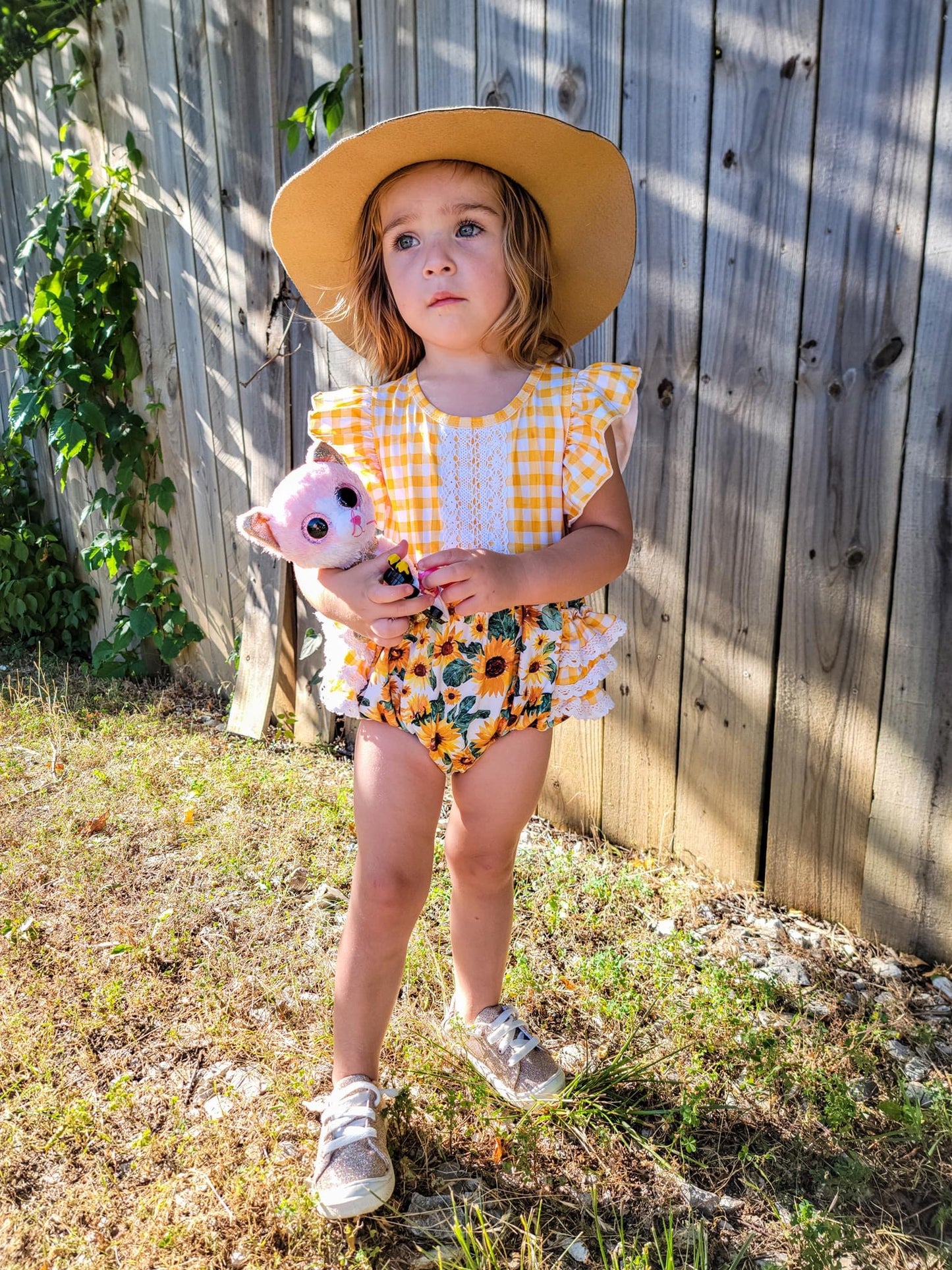 Golden Fields Ruffle Lace Romper