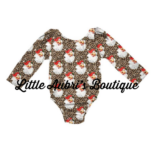PREORDER Leopard Santa Long Sleeve Leotard CLOSES 7/31