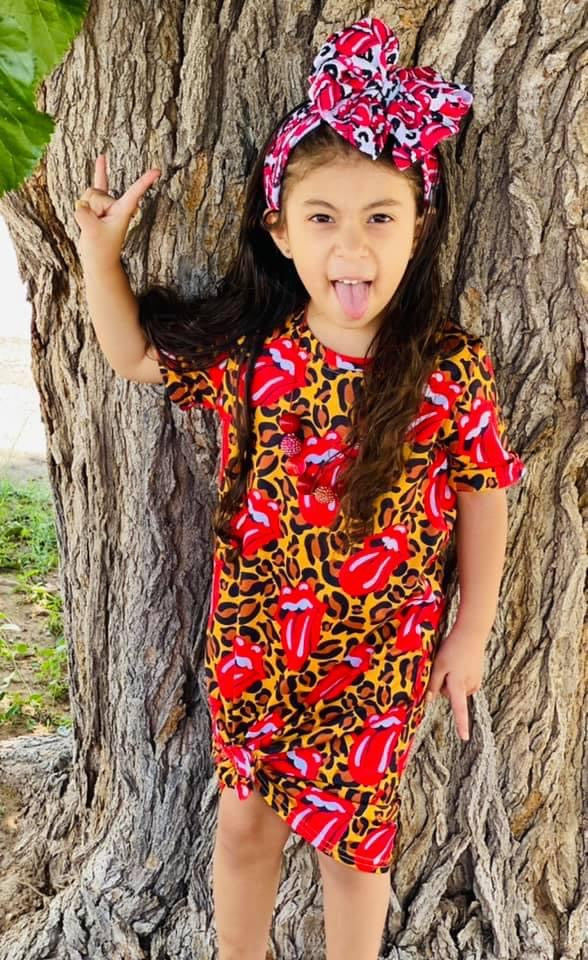 Leopard Rock Kid T Shirt Dress