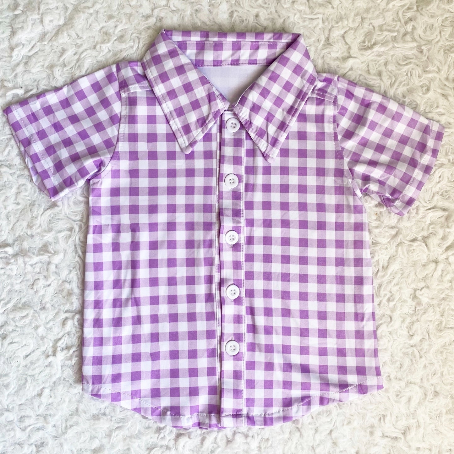 Light Purple Buffalo Plaid Button Down Shirt