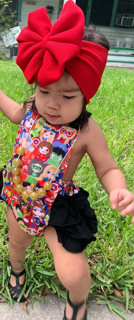 Superhero Kids Ruffle Romper