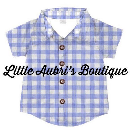 Adult Periwinkle Plaid Button Down Shirt