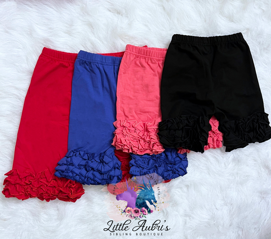 Solid Ruffle Shorts 4T-12/14 (4 color options)