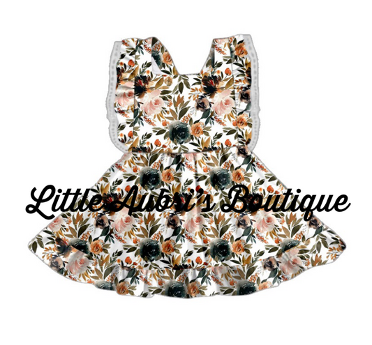 Fall Floral Pinafore Lace Dress