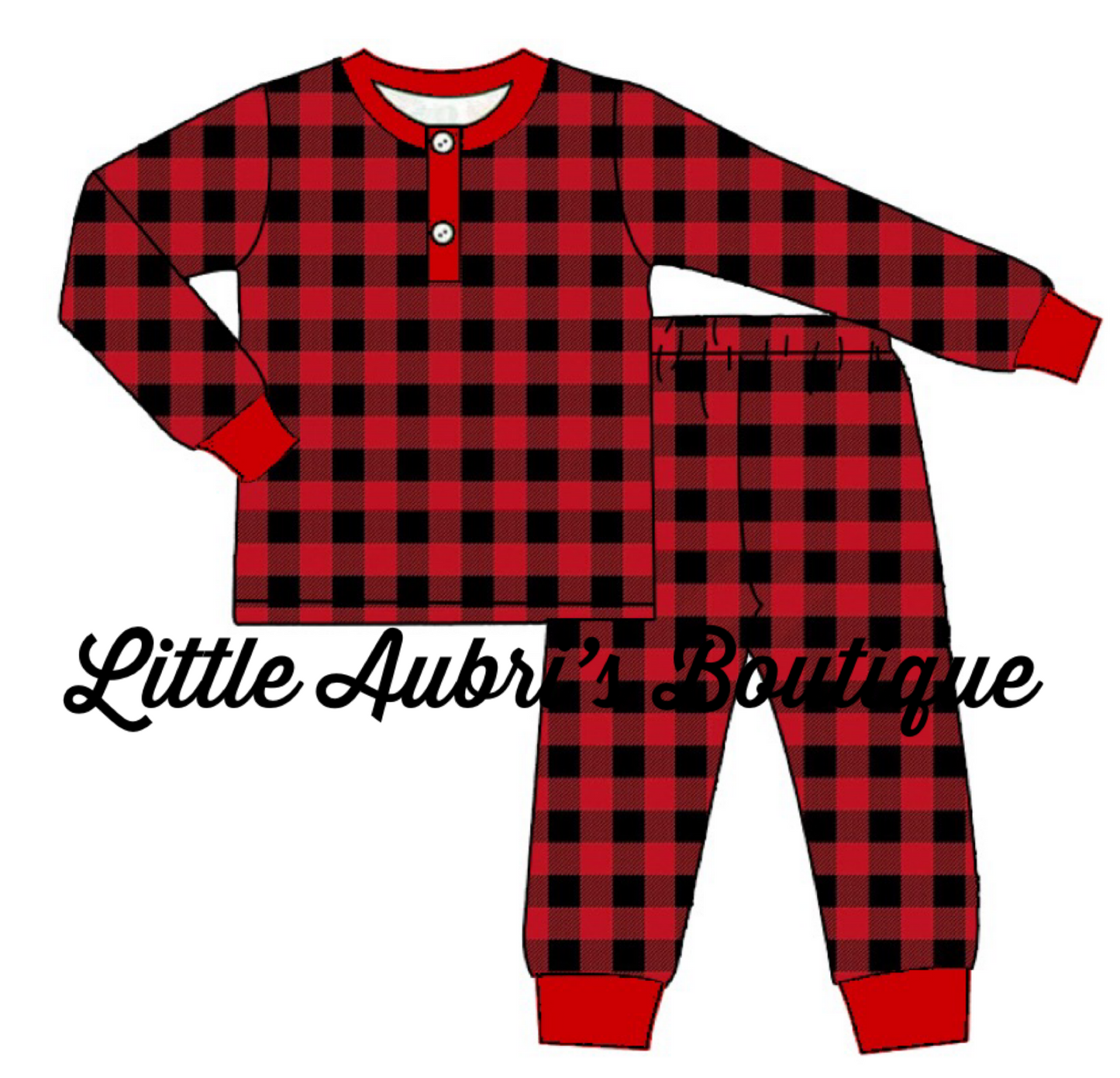 Red & Black Plaid Adult Top and Bottom Pajama Set