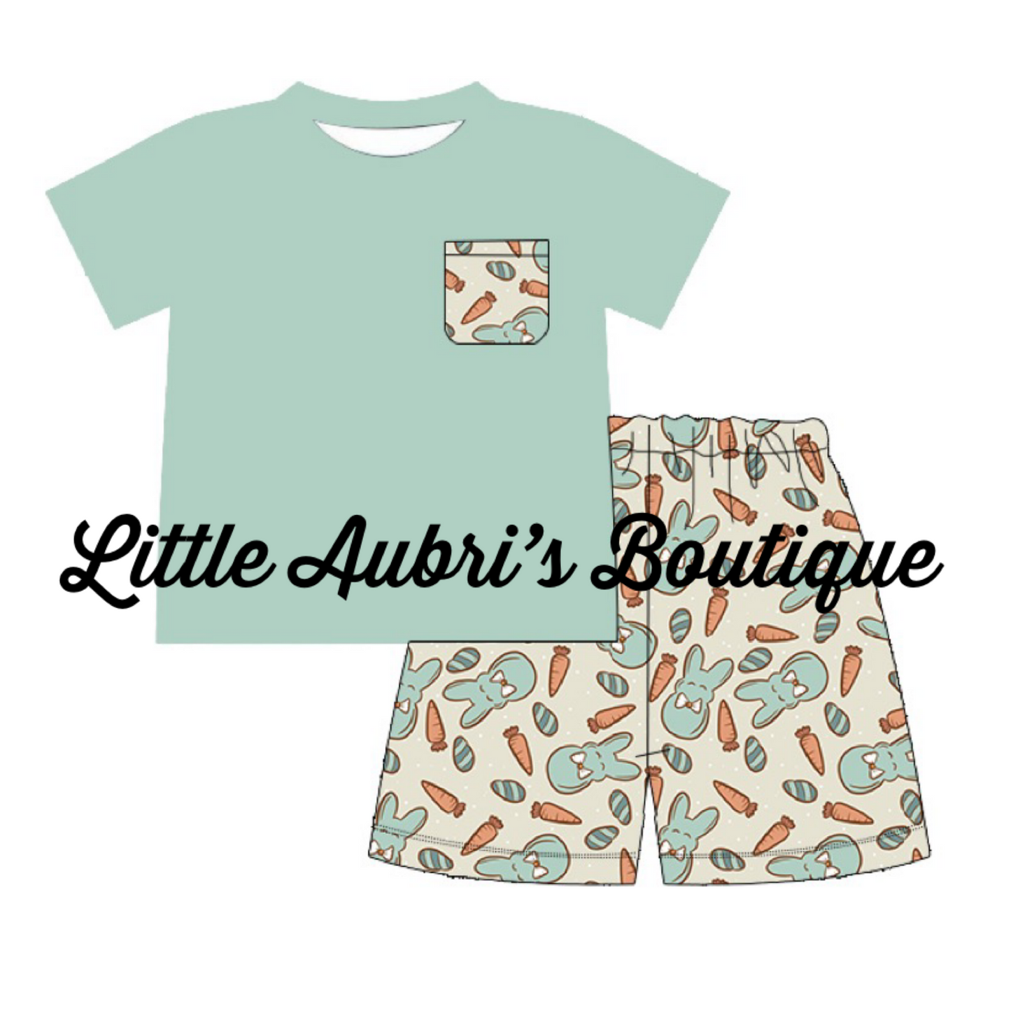 Blue Bunnies Pocket Shirt & Short Set
