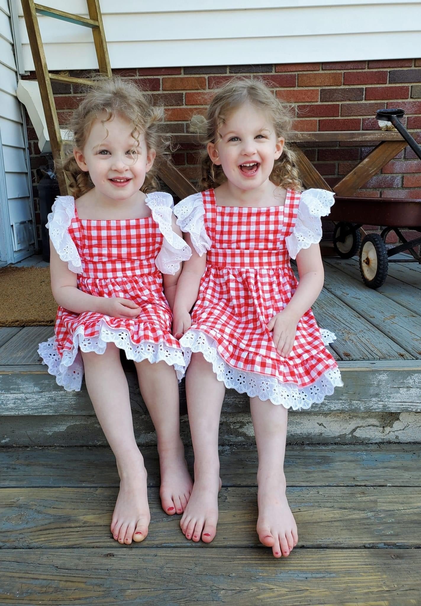 Red Gingham Lace Dress