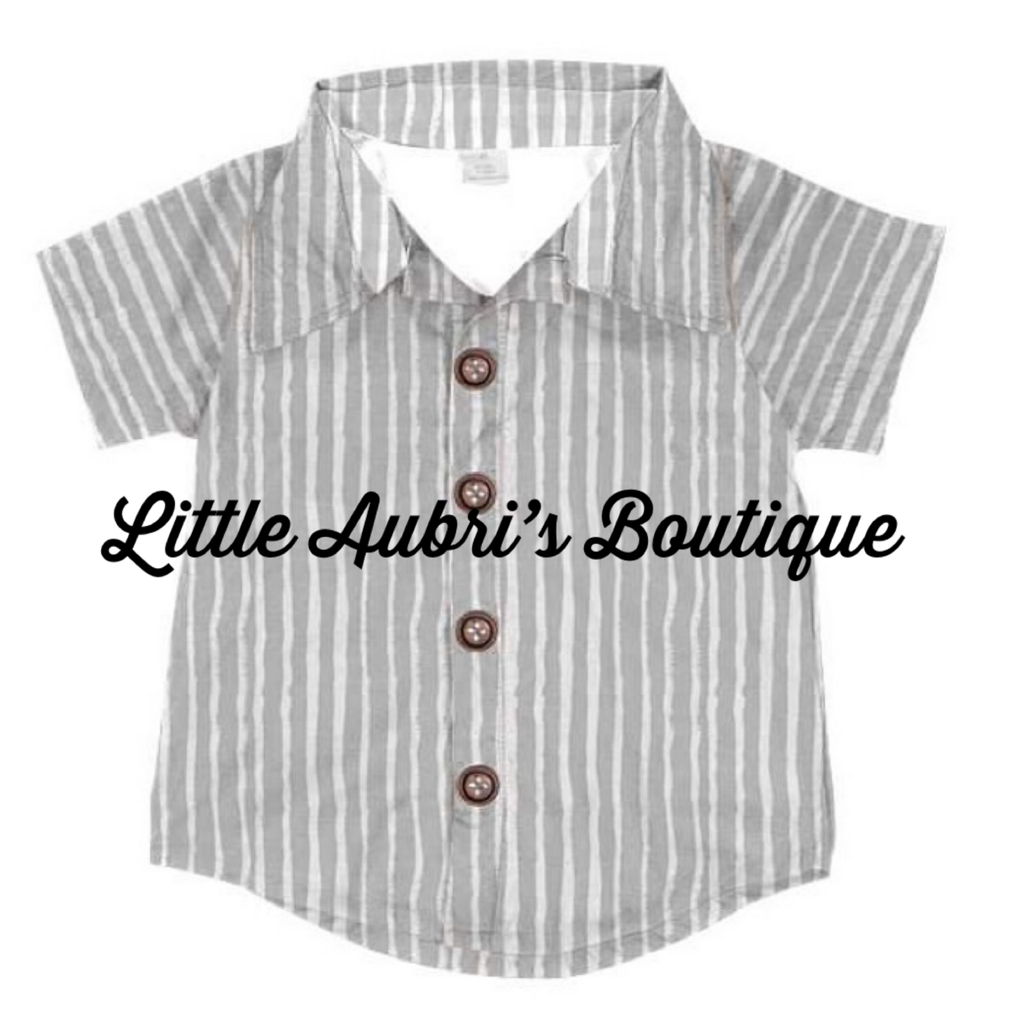 Adult Grey Stripe Button Down Shirt