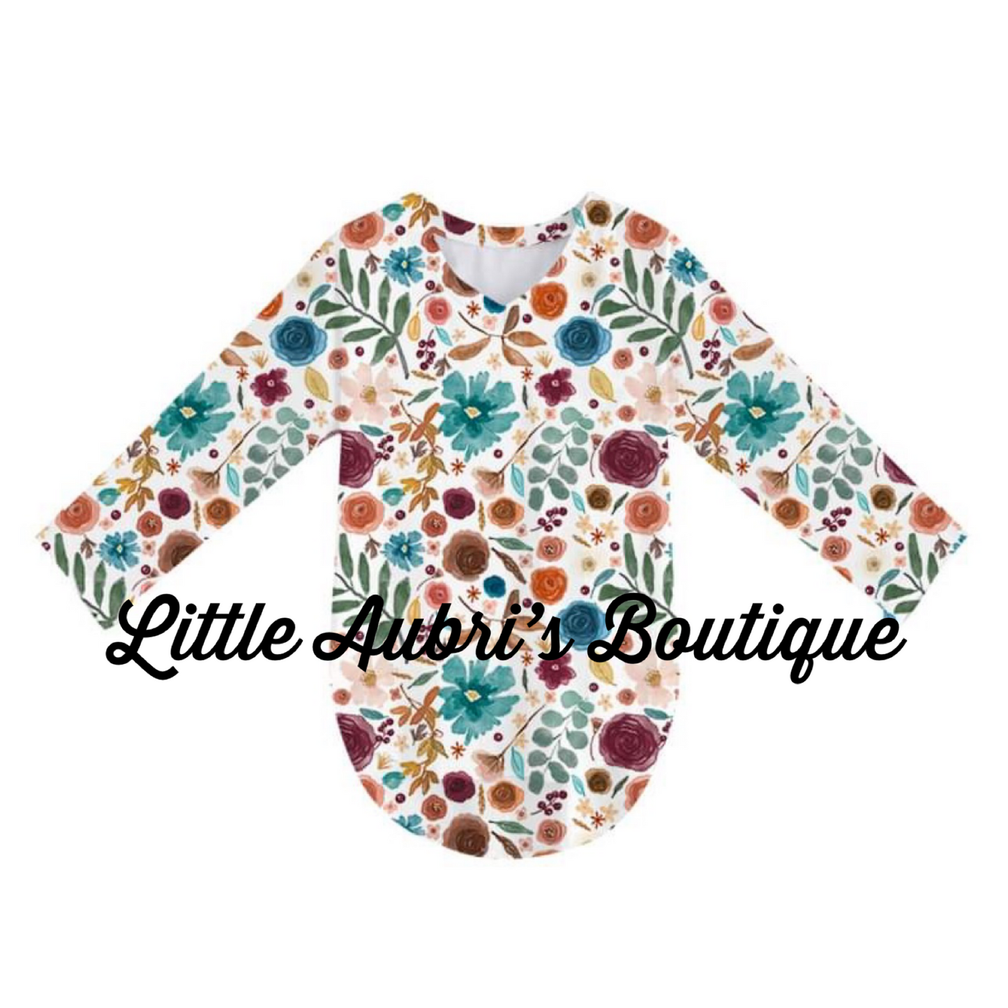 PREORDER Adult Long Sleeve V Neck Multicolor Floral Tunic CLOSES 10/7