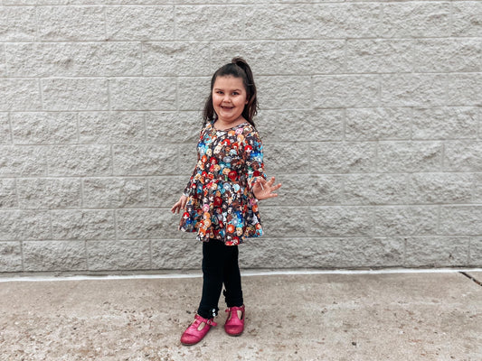 Black Button Ruffle Leggings