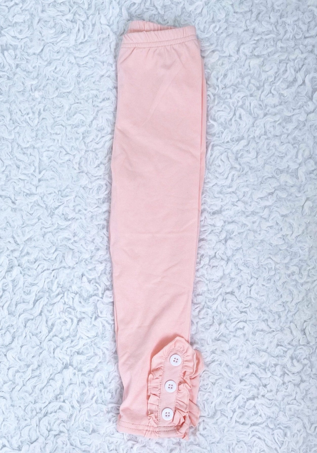 Baby Pink Button Ruffle Leggings
