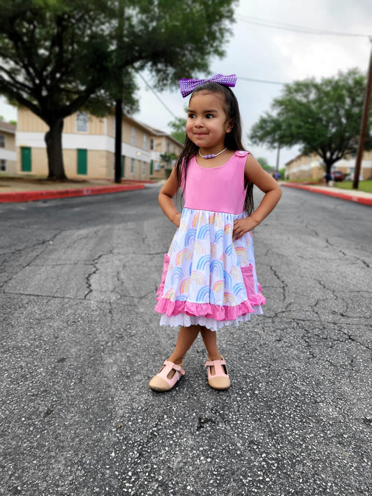 Pastel Rainbows Button Dress