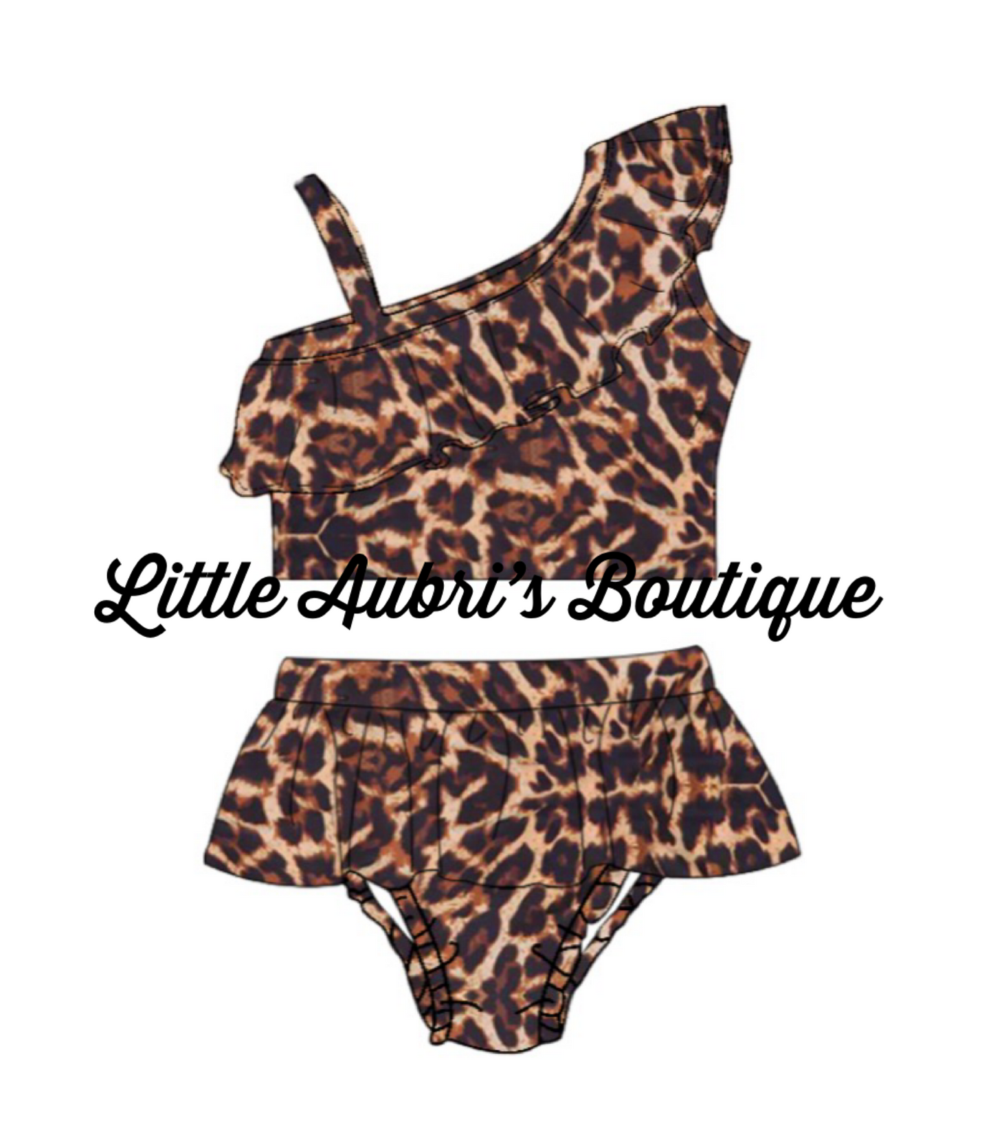 Leopard One Shoulder 2 Piece Swimsuit Set