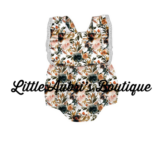 Fall Floral Lace Bubble Romper