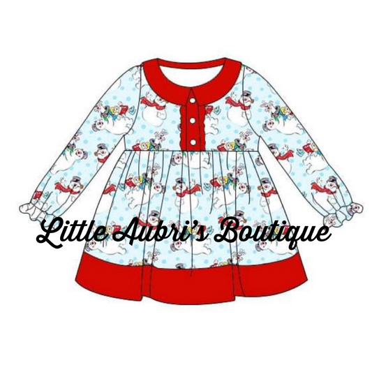 PREORDER Classic Snowman Ruffle Dress CLOSES 7/31