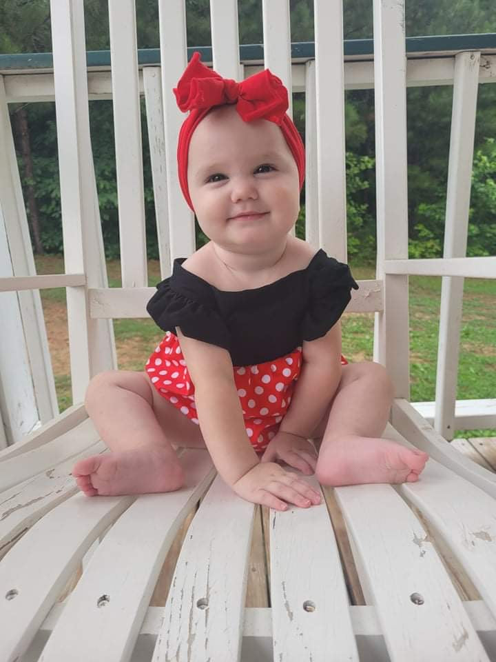 Red Polka Dot Mouse Bubble Romper