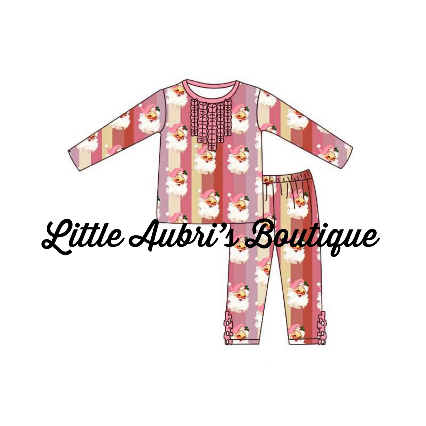 PREORDER Pink Santa Ruffle Pajama Set CLOSES 7/24