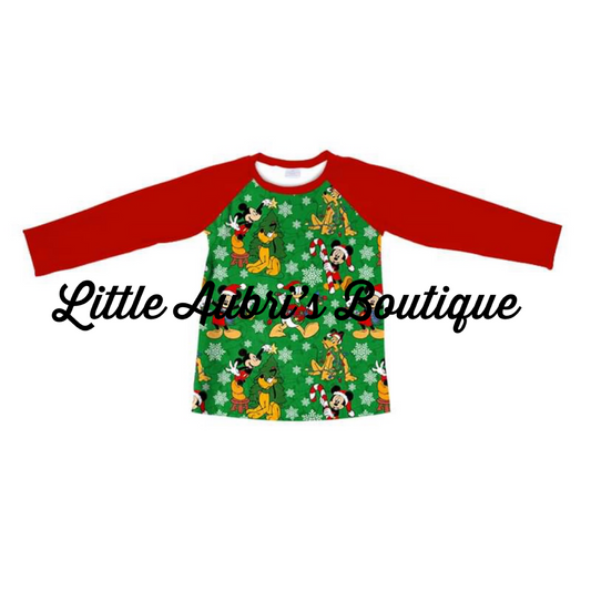PREORDER Long Sleeve Mouse Christmas Raglan CLOSES 7/24