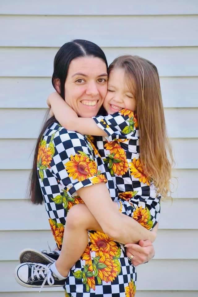 Mommy Sunflower Checker T Shirt Dress