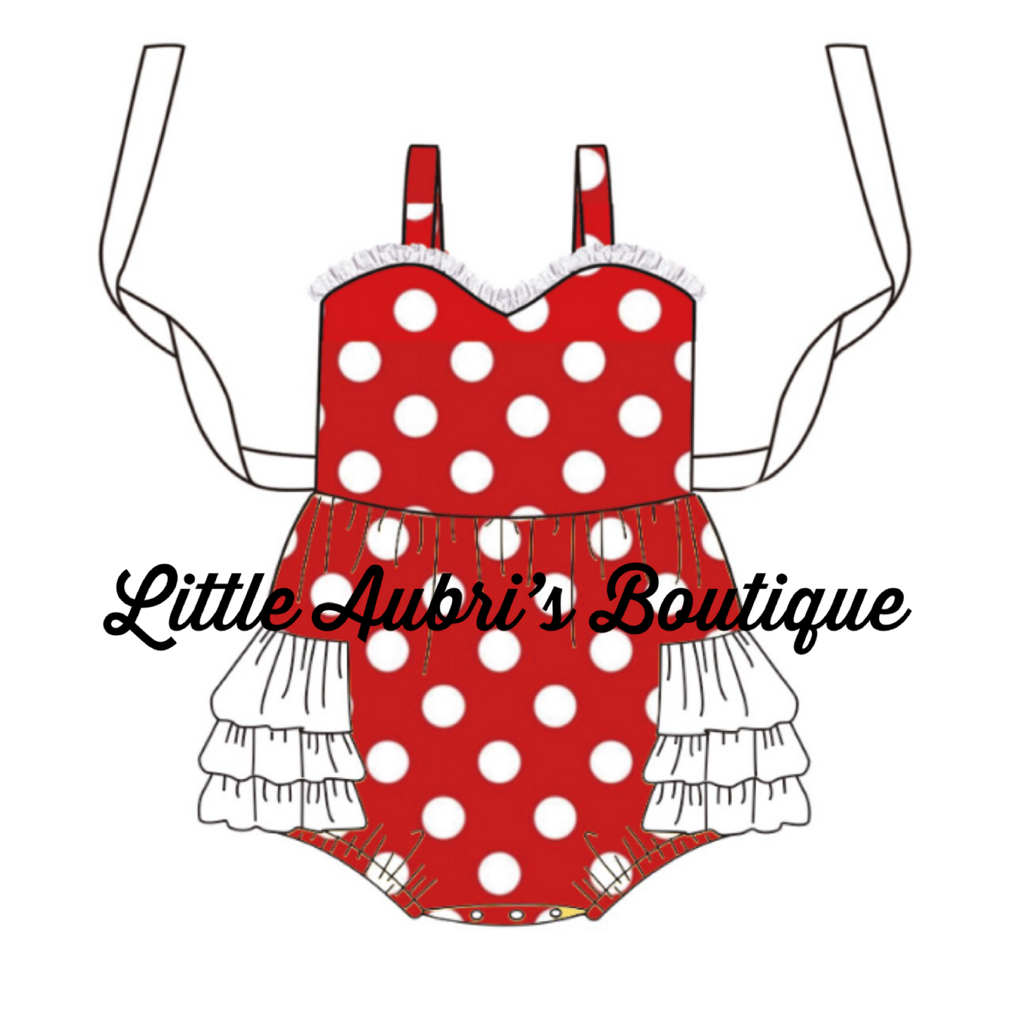 Red Polka Dot Mouse Ruffle Romper