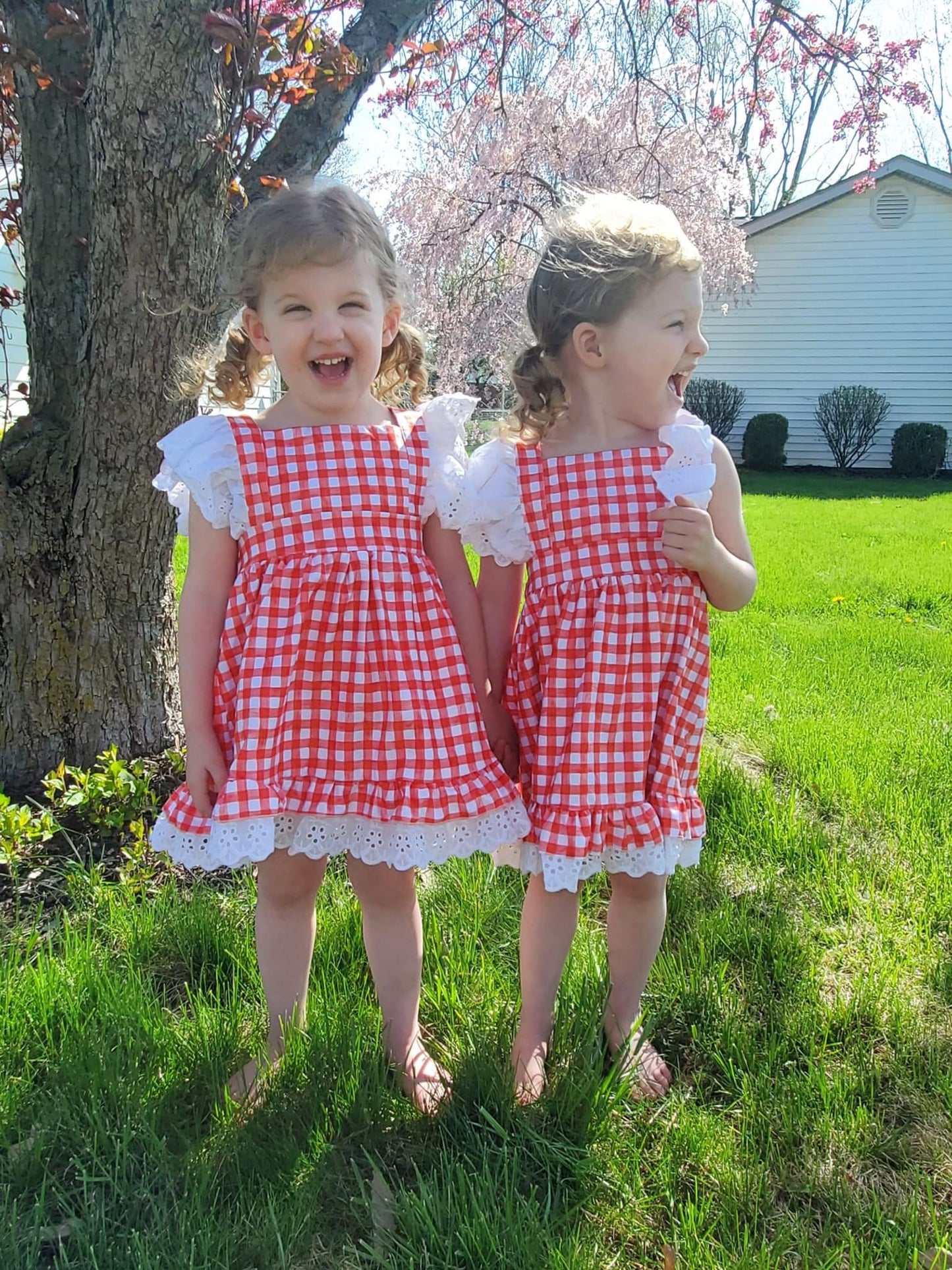 Red Gingham Lace Dress